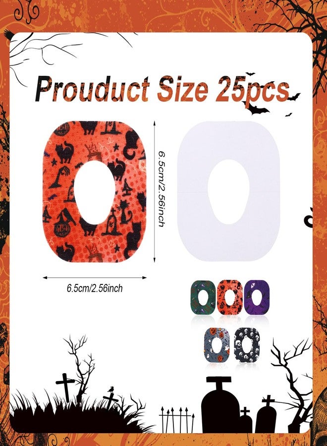 XIHIRCD 25pcs Adhesive Patches for Dexcom G7, 5 Styles Halloween Pattern CGM Sensor Patches Waterproof Sweatproof Sensor Stickers Overpatch for Dexcom G7 - Image 2